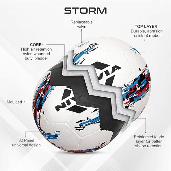 Nivia Storm Football - Size 5 (White), Rubber - Image 2