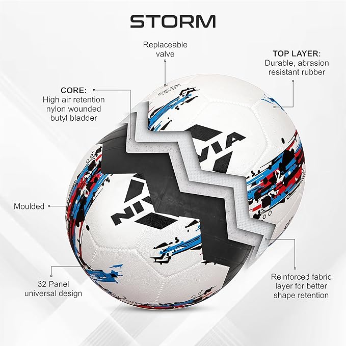 Nivia Storm Football - Size 5 (White), Rubber - Image 2