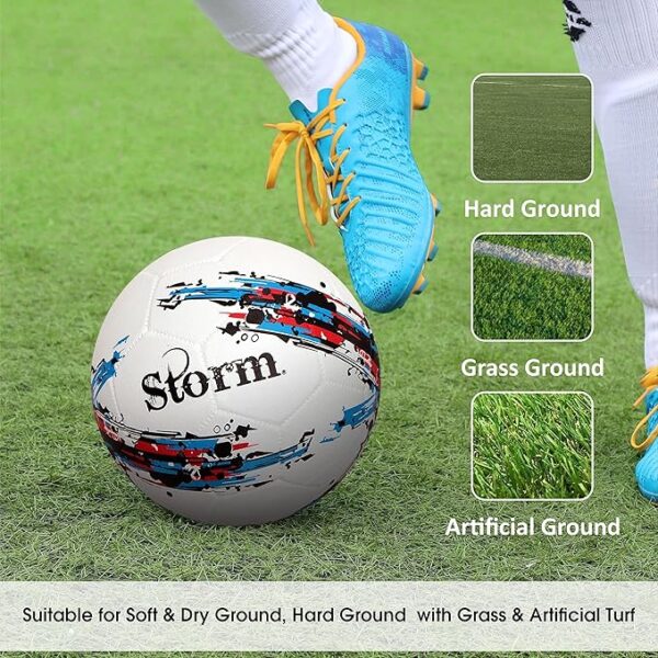 Nivia Storm Football - Size 5 (White), Rubber - Image 3