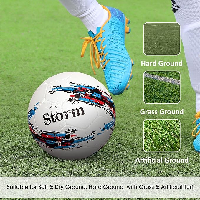 Nivia Storm Football - Size 5 (White), Rubber - Image 3